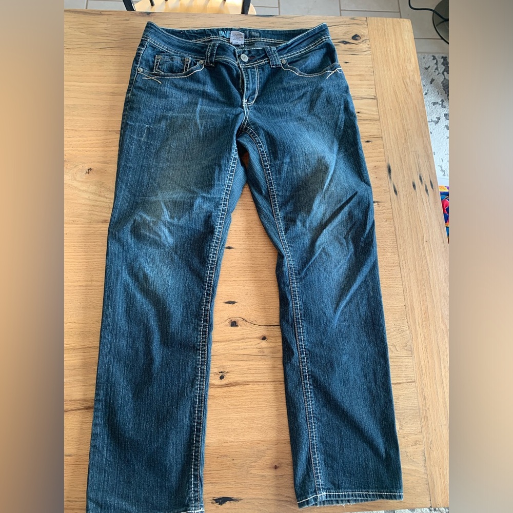 Blue Cast Denim‎ Jeans Blue Straight Leg Mid Rise Women’s 14 Preloved